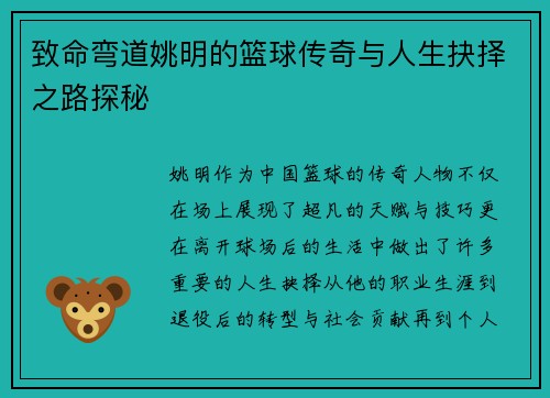 致命弯道姚明的篮球传奇与人生抉择之路探秘